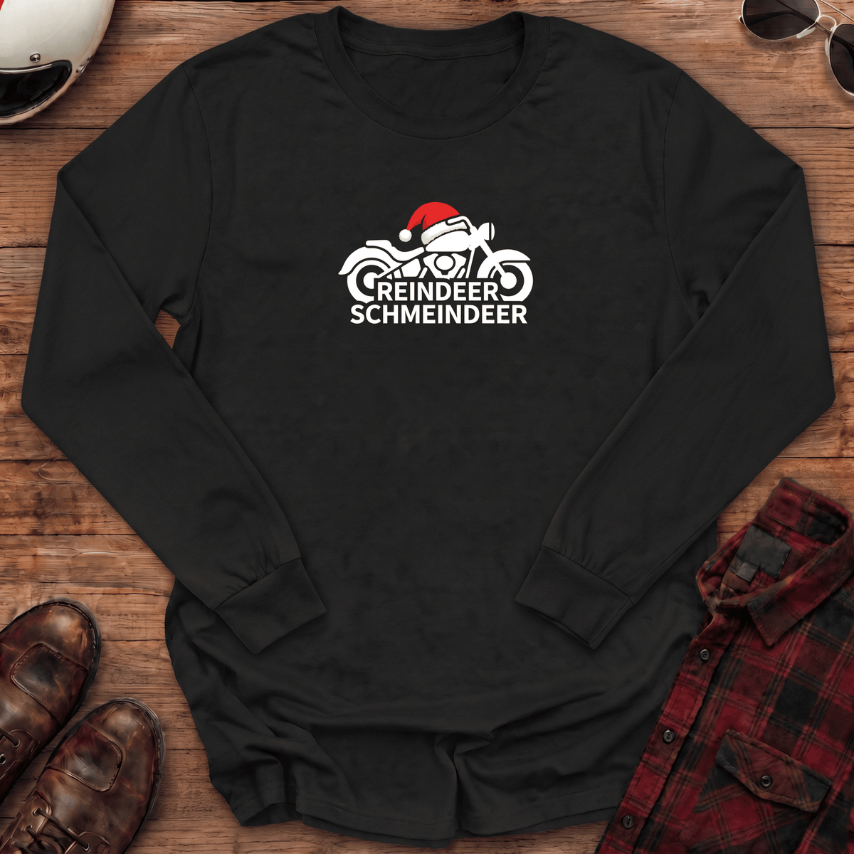 Reindeer Schmeindeer Motorcycle Long Sleeve T-Shirt