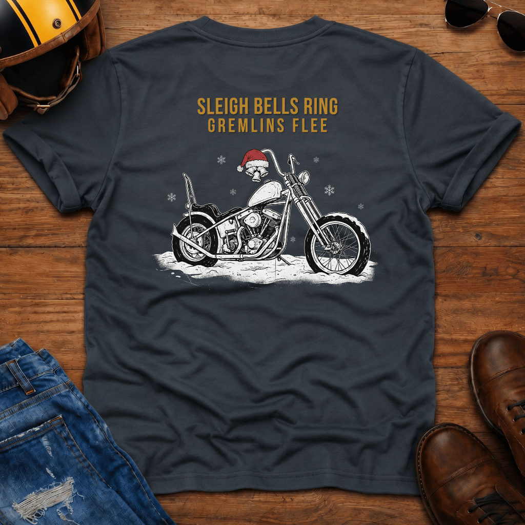 Sleigh Bells Ring Gremlins Flee Back Print T-Shirt