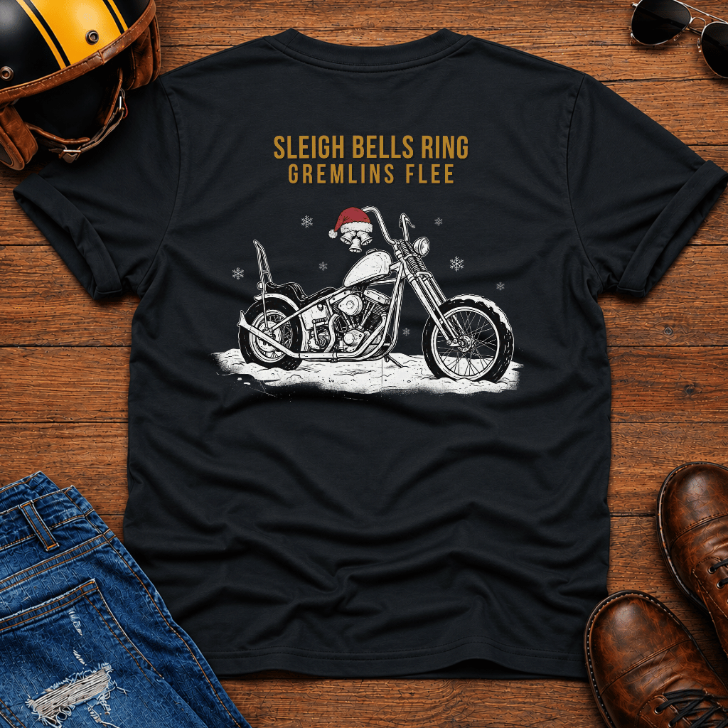Sleigh Bells Ring Gremlins Flee Back Print T-Shirt