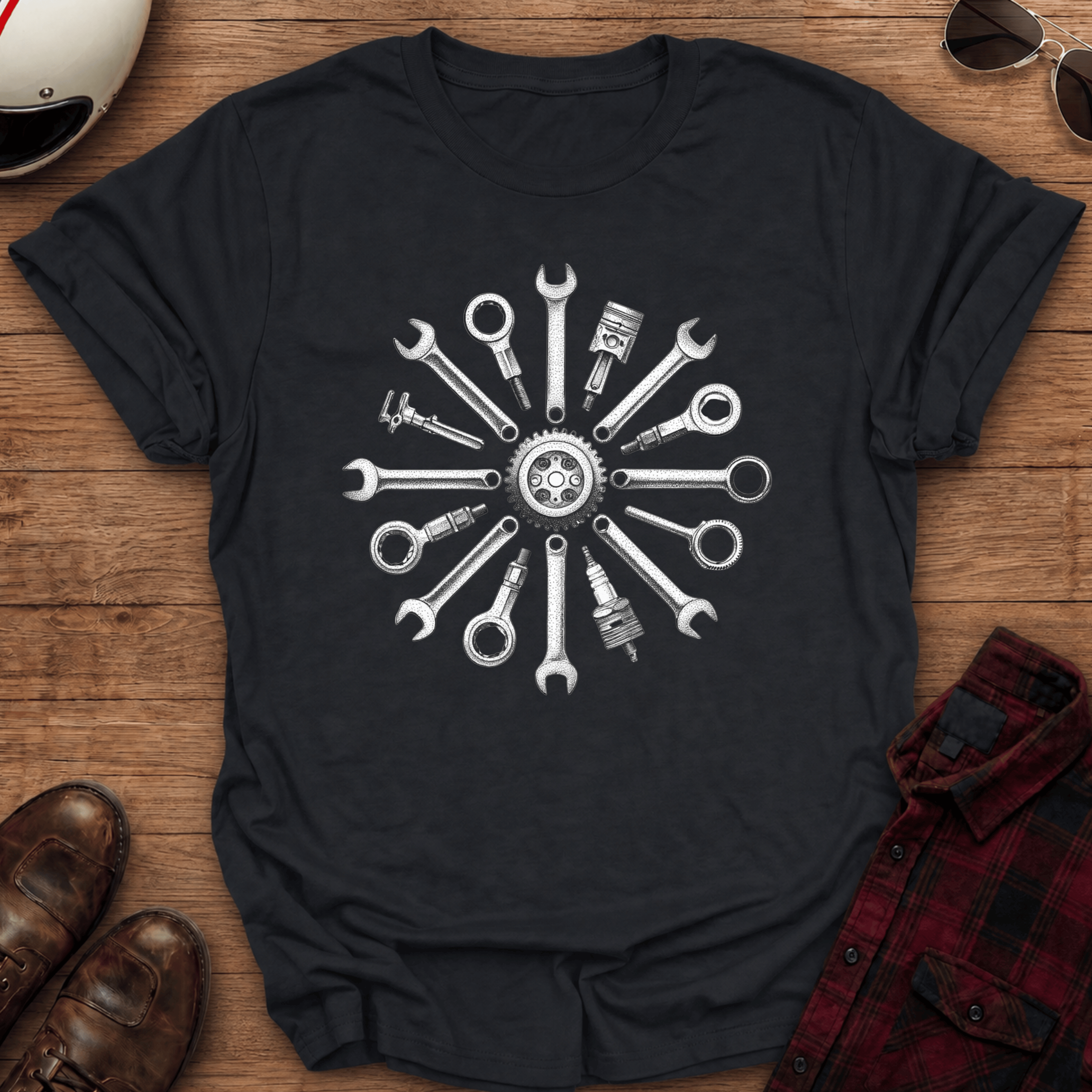 Mechanical Mandala Motorcycle T-Shirt