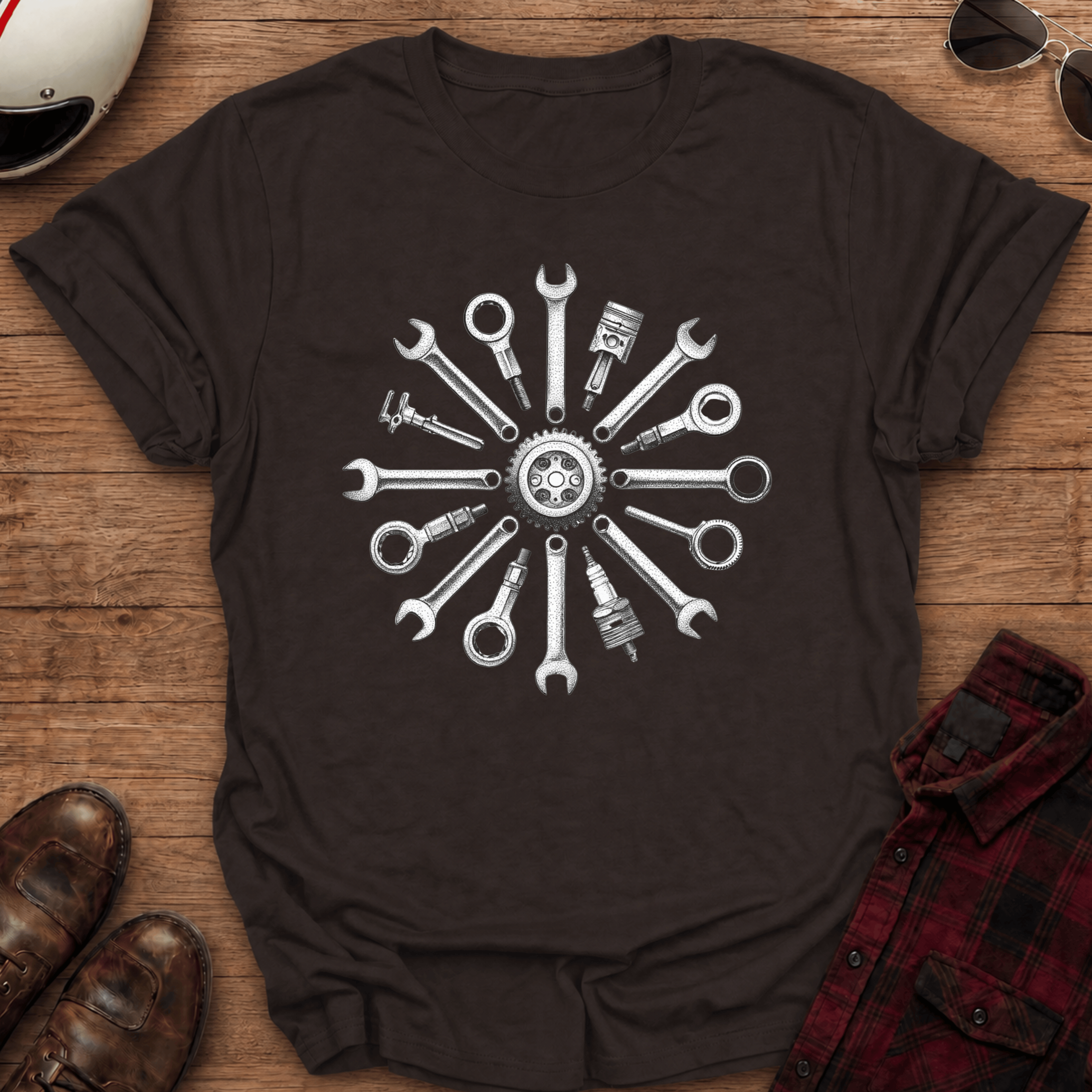 Mechanical Mandala Motorcycle T-Shirt