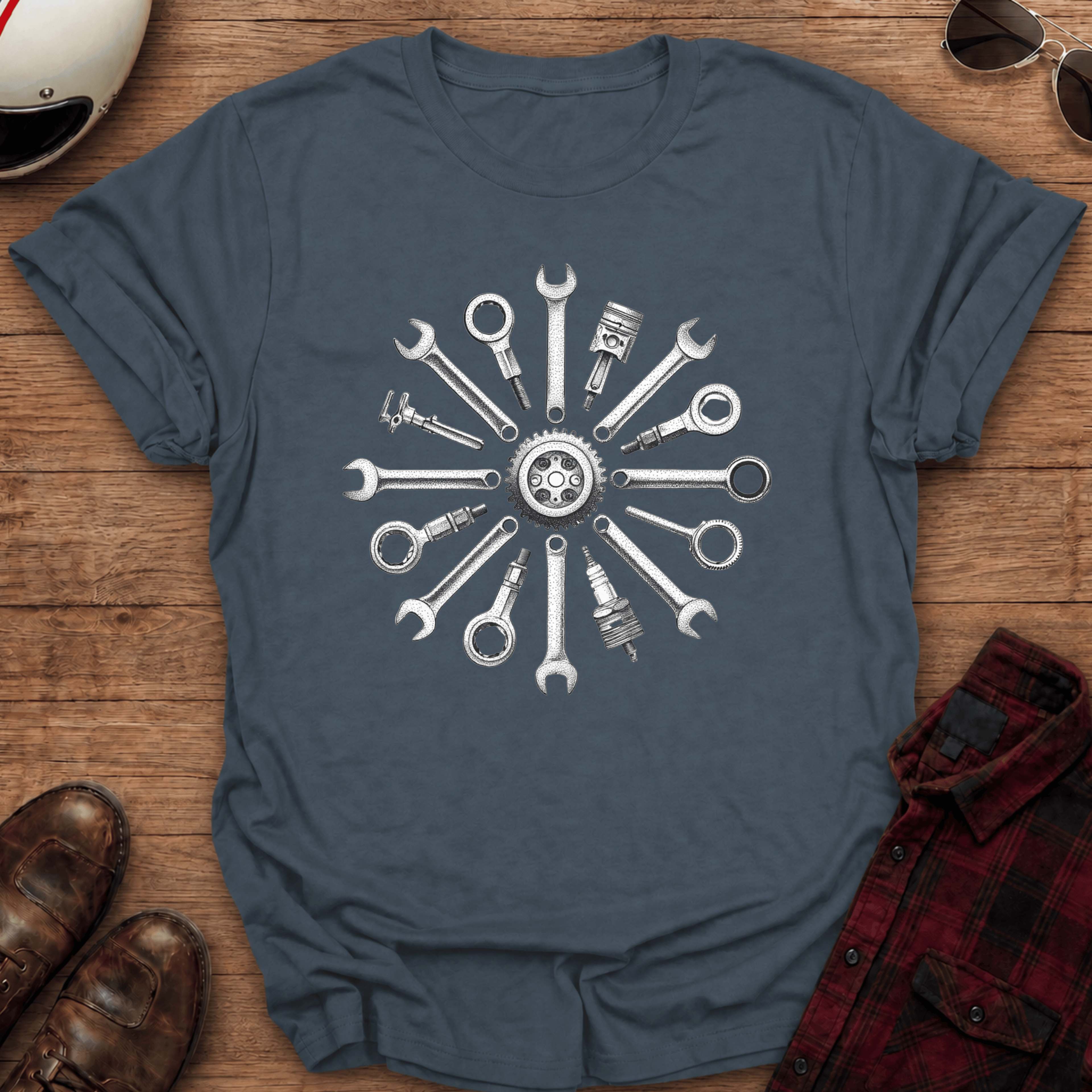 Mechanical Mandala Motorcycle T-Shirt
