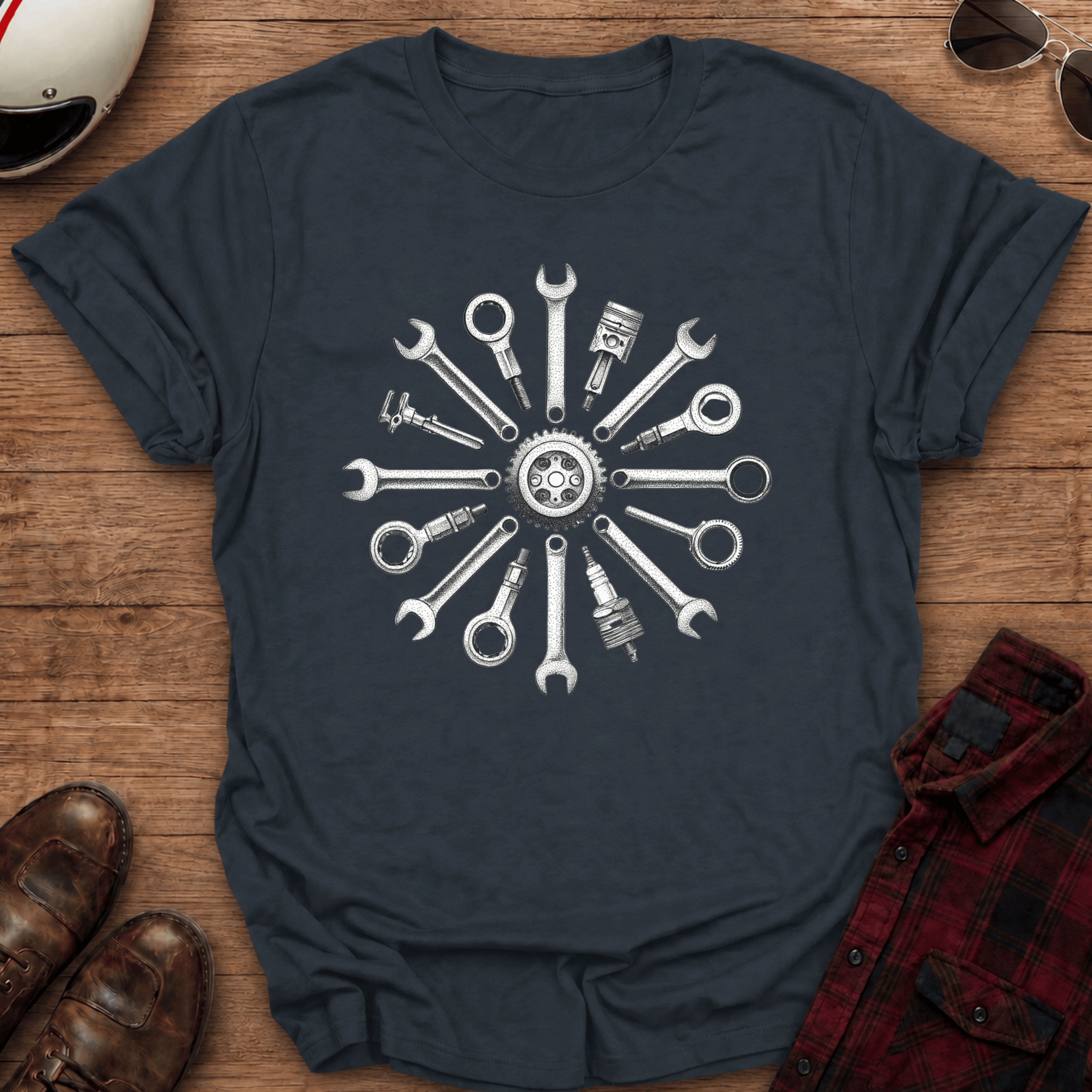 Mechanical Mandala Motorcycle T-Shirt