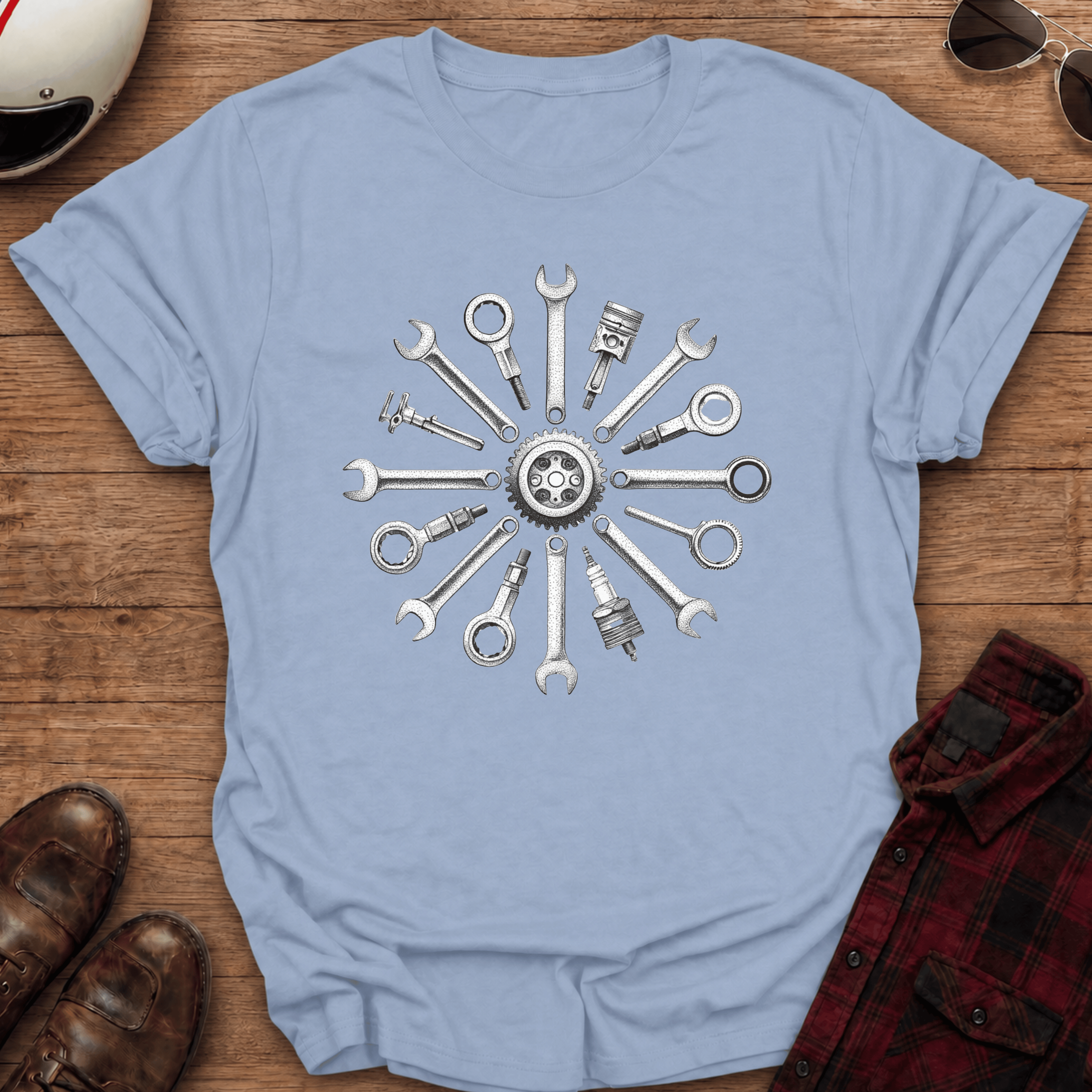 Mechanical Mandala Motorcycle T-Shirt