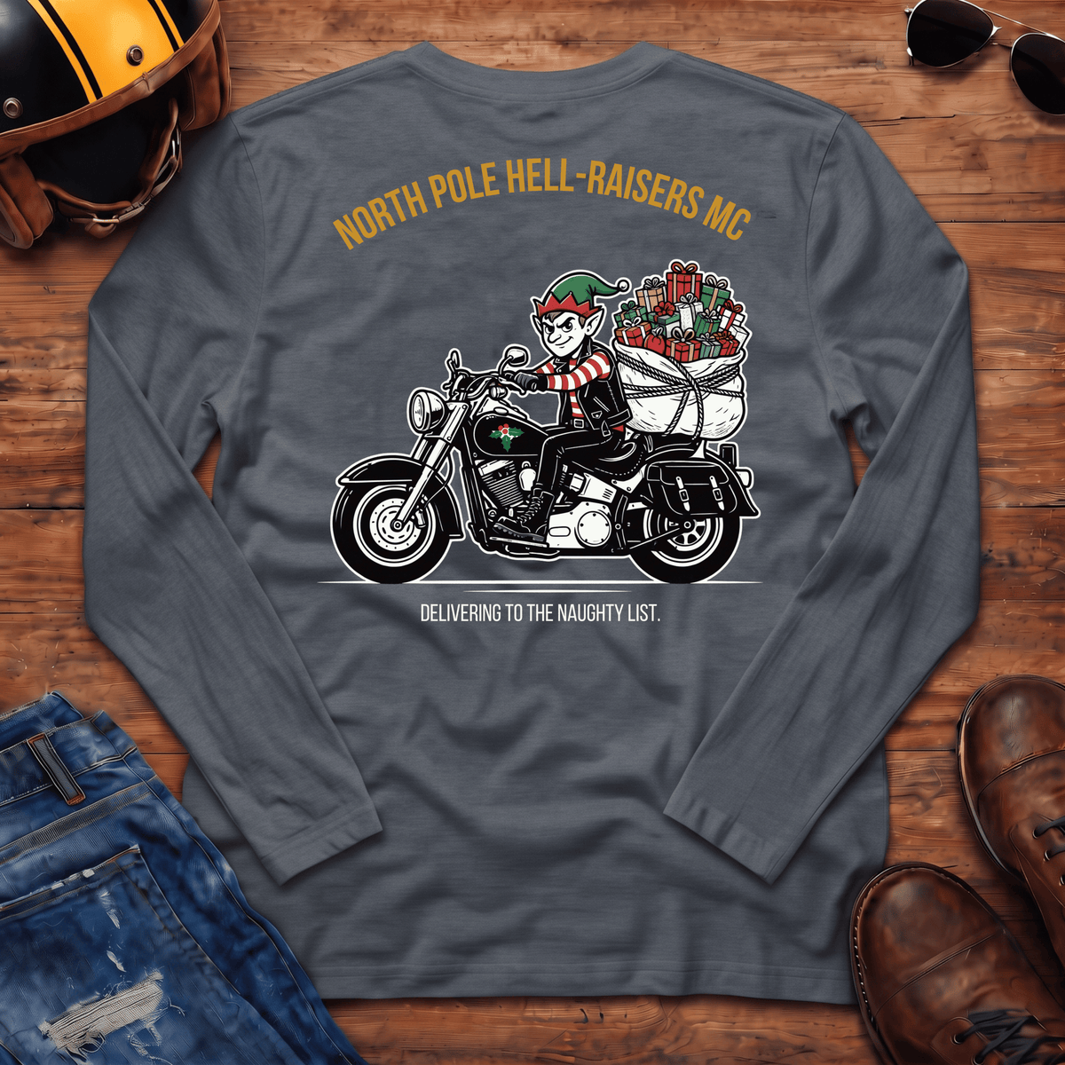 North Pole Hell-Raisers MC Back Print Long Sleeve T-Shirt