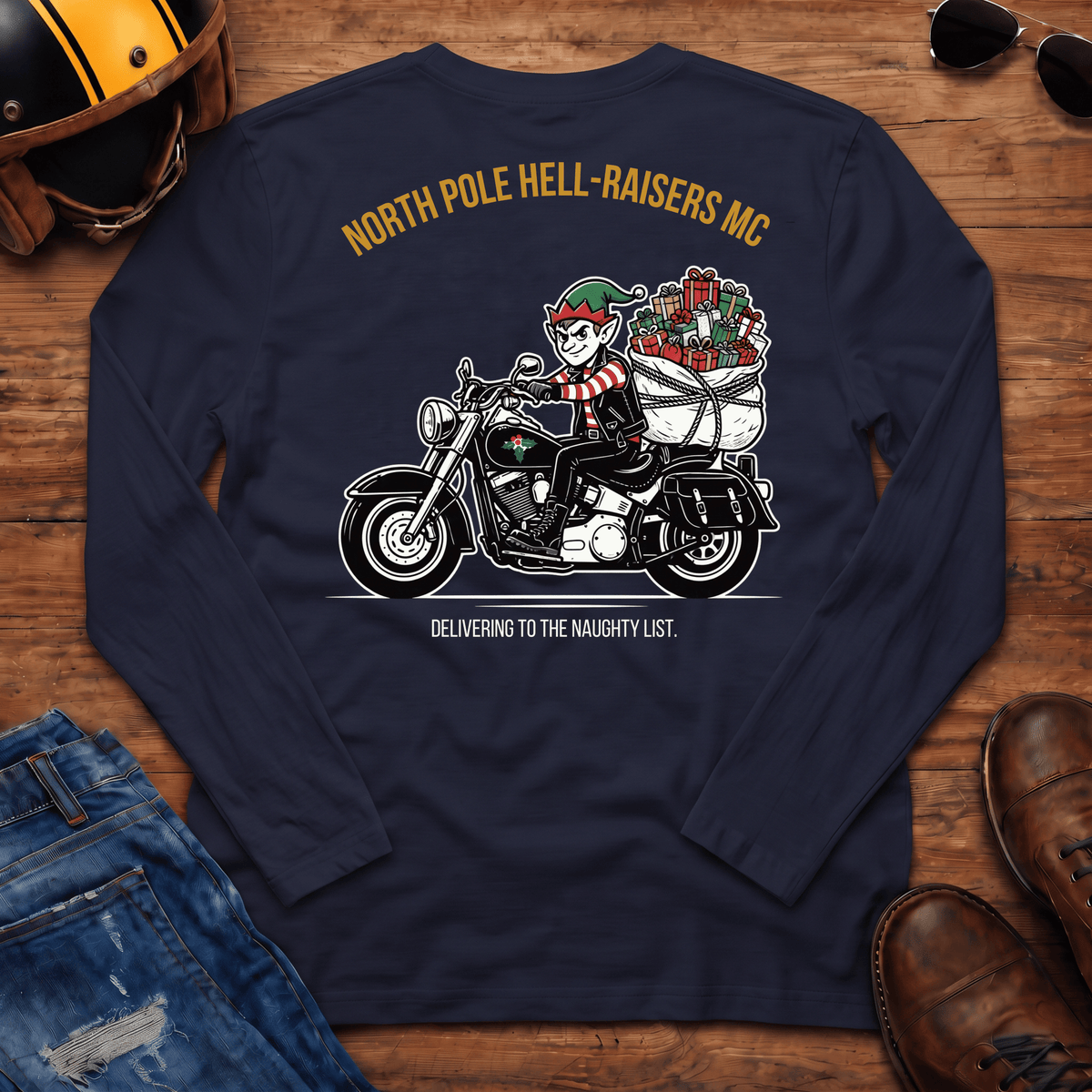 North Pole Hell-Raisers MC Back Print Long Sleeve T-Shirt