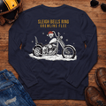 Sleigh Bells Ring Gremlins Flee Back Print Motorcycle Long Sleeve T-Shirt