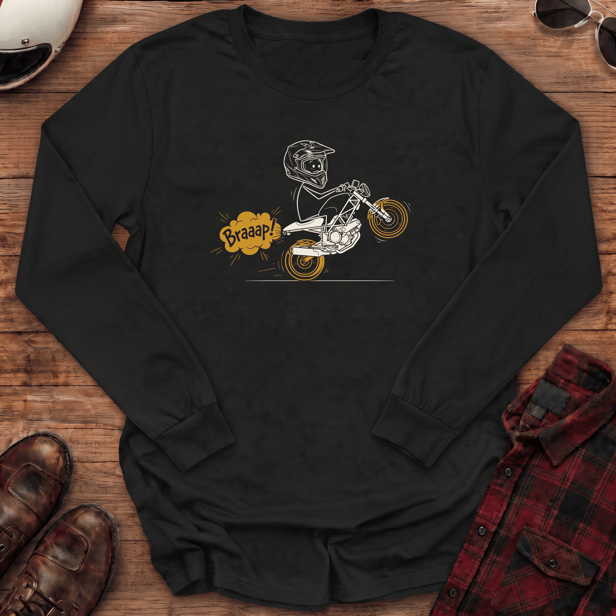 Braaap Wheelie Long Sleeve T-shirt