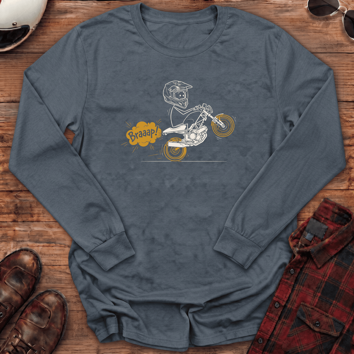 Braaap Wheelie Long Sleeve T-shirt