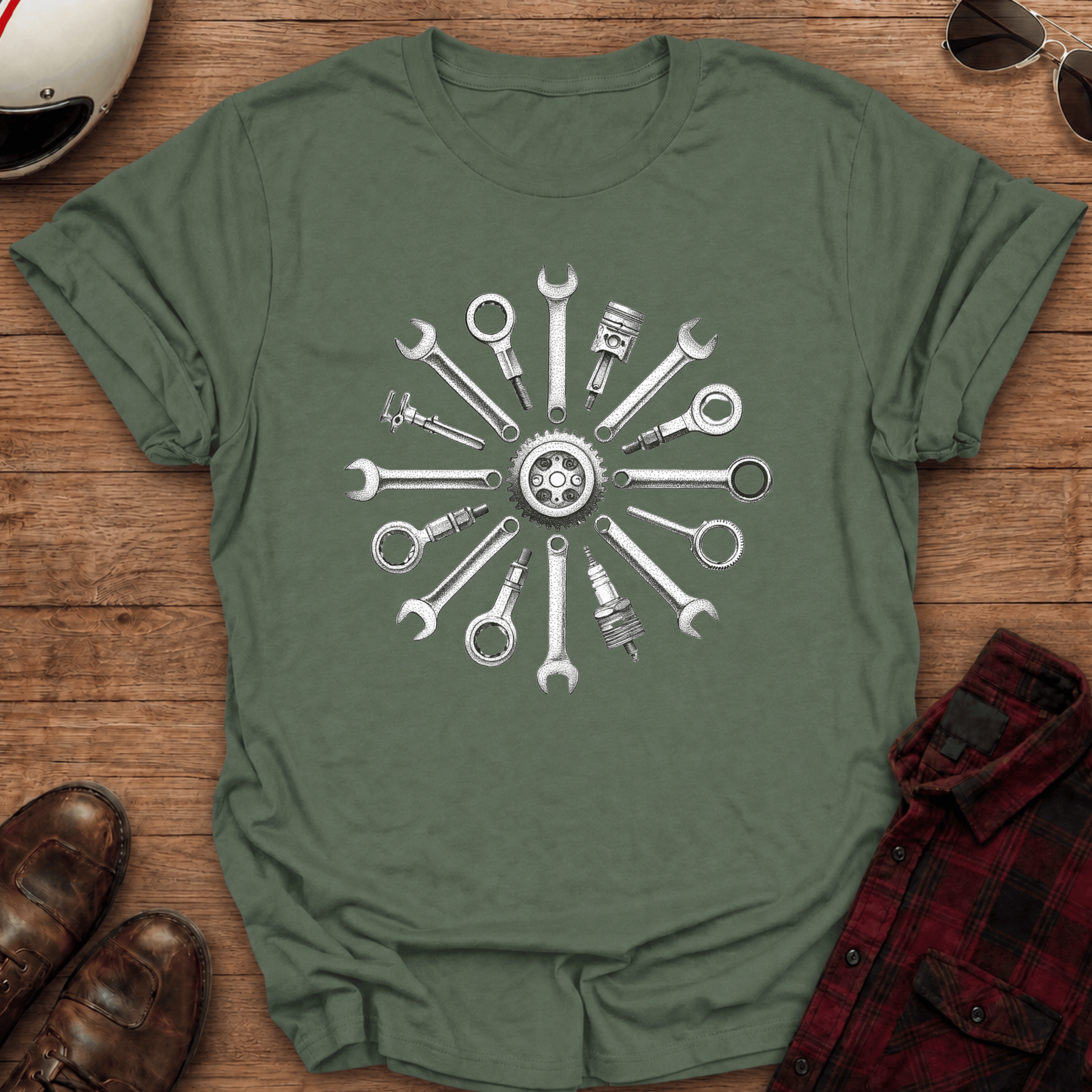 Mechanical Mandala Motorcycle T-Shirt