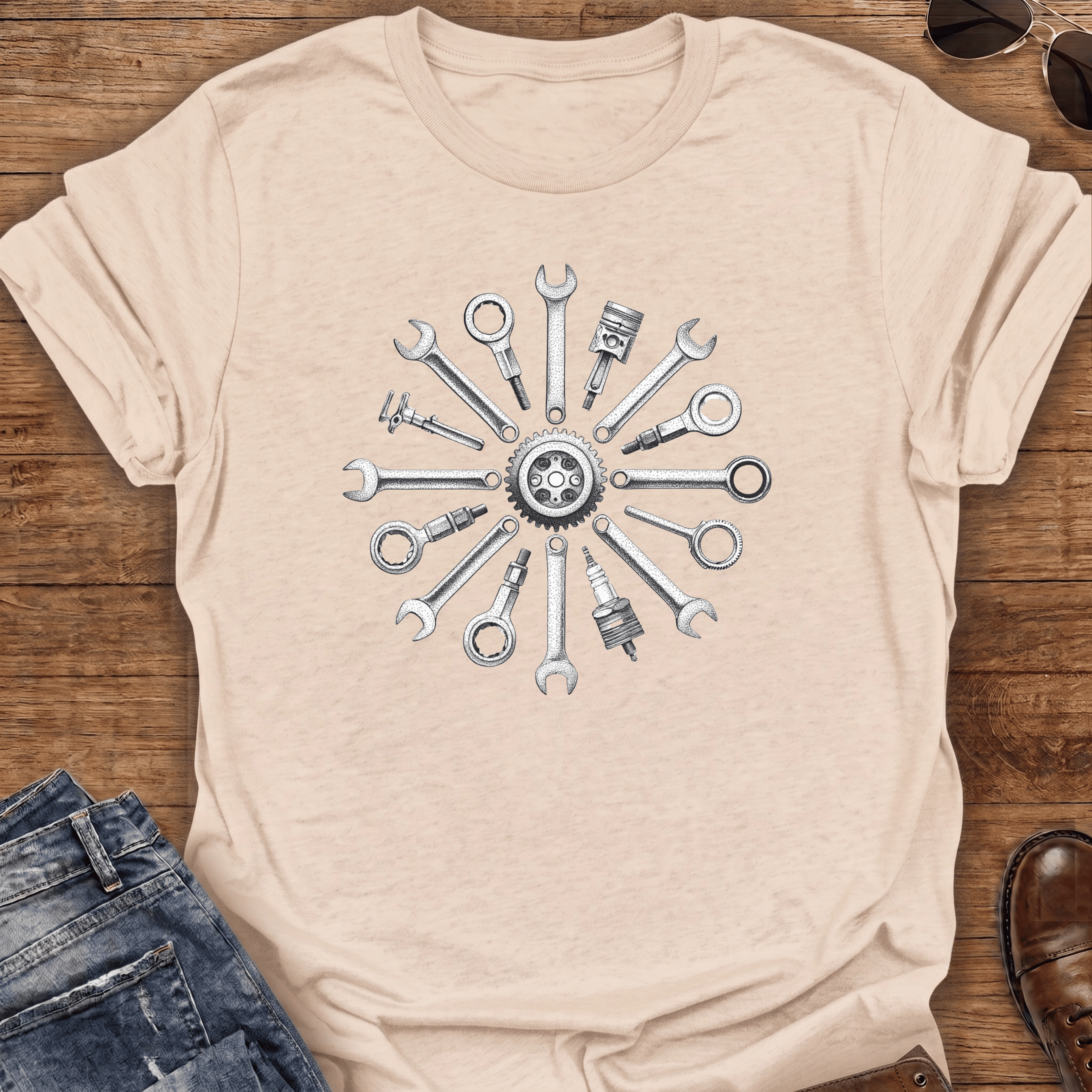 Mechanical Mandala Motorcycle T-Shirt