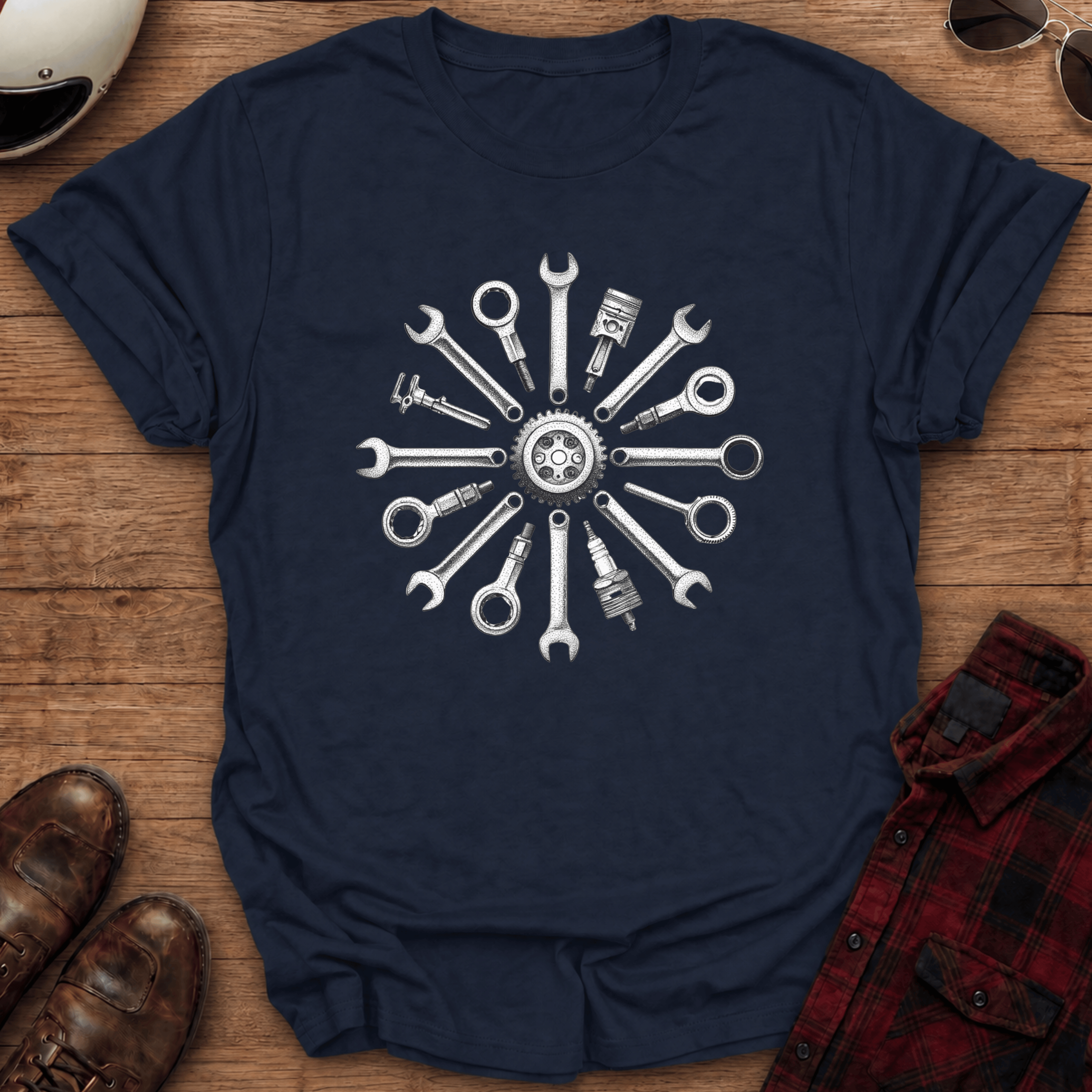 Mechanical Mandala Motorcycle T-Shirt
