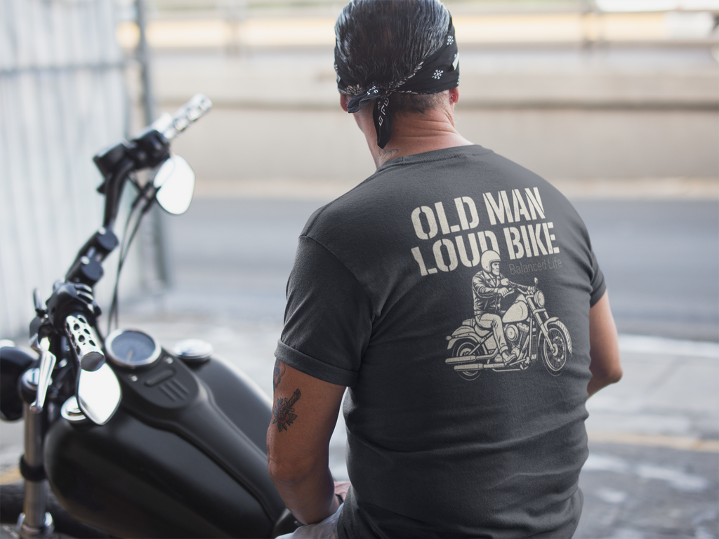 Old Man Loud Bike Back Print T-Shirt