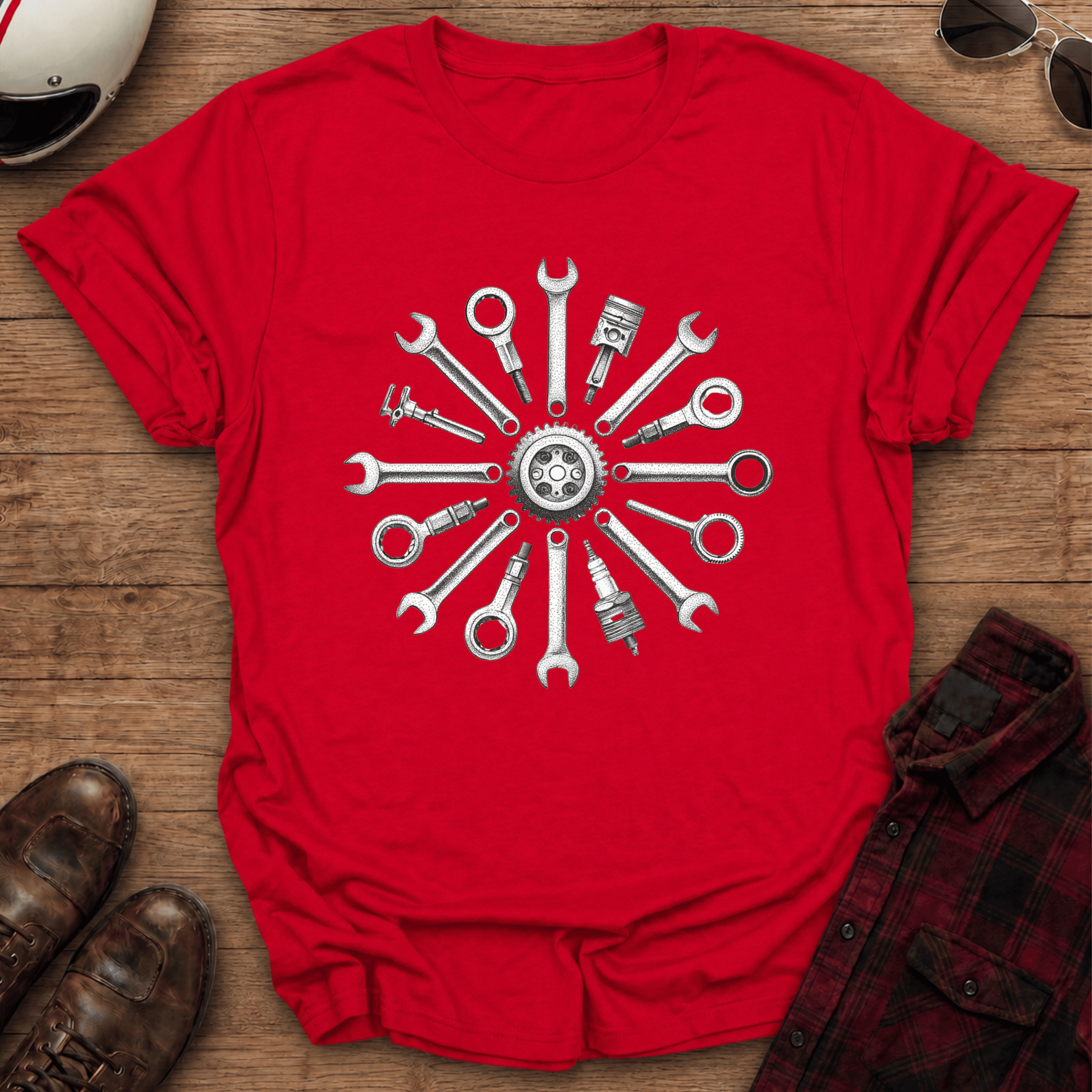 Mechanical Mandala Motorcycle T-Shirt