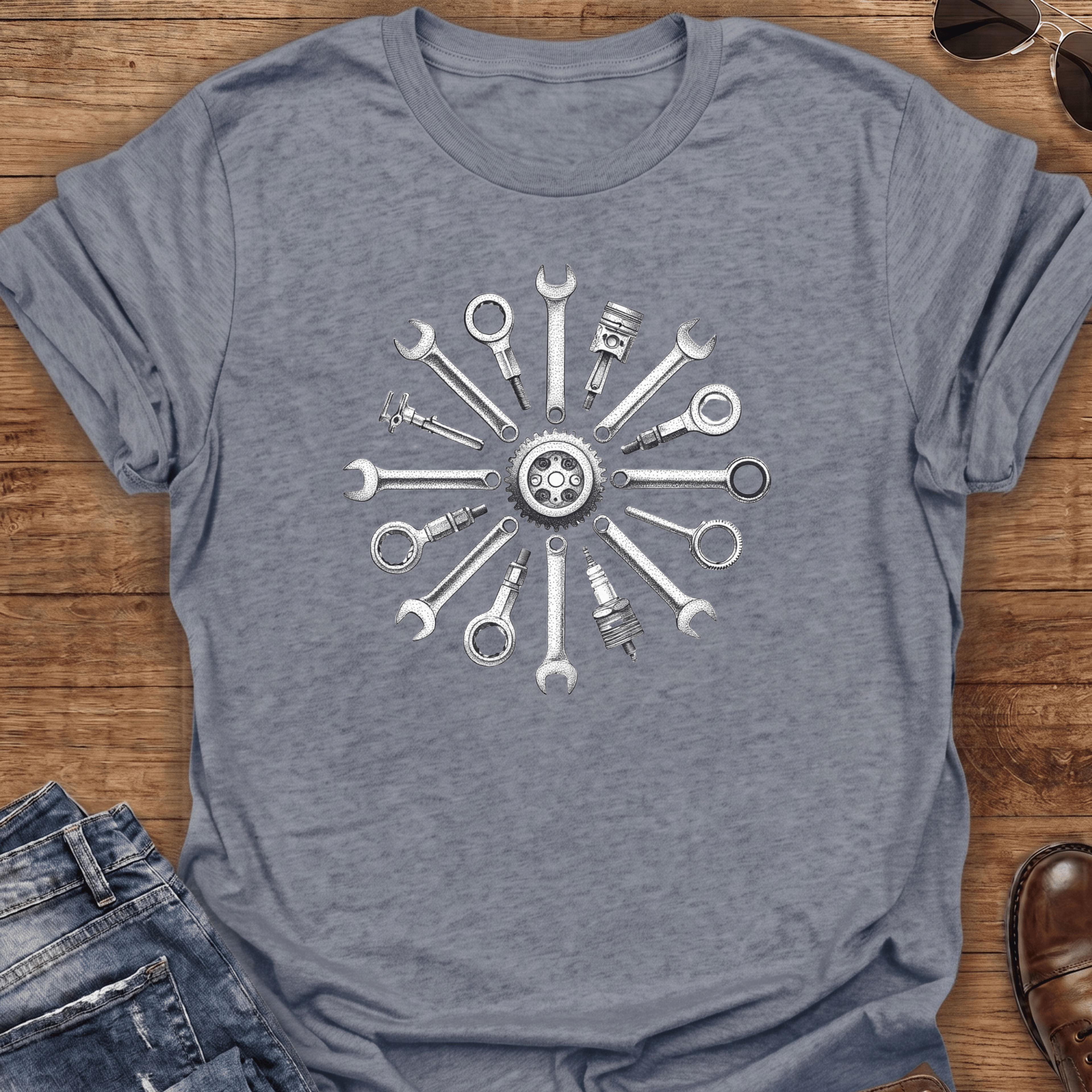 Mechanical Mandala Motorcycle T-Shirt