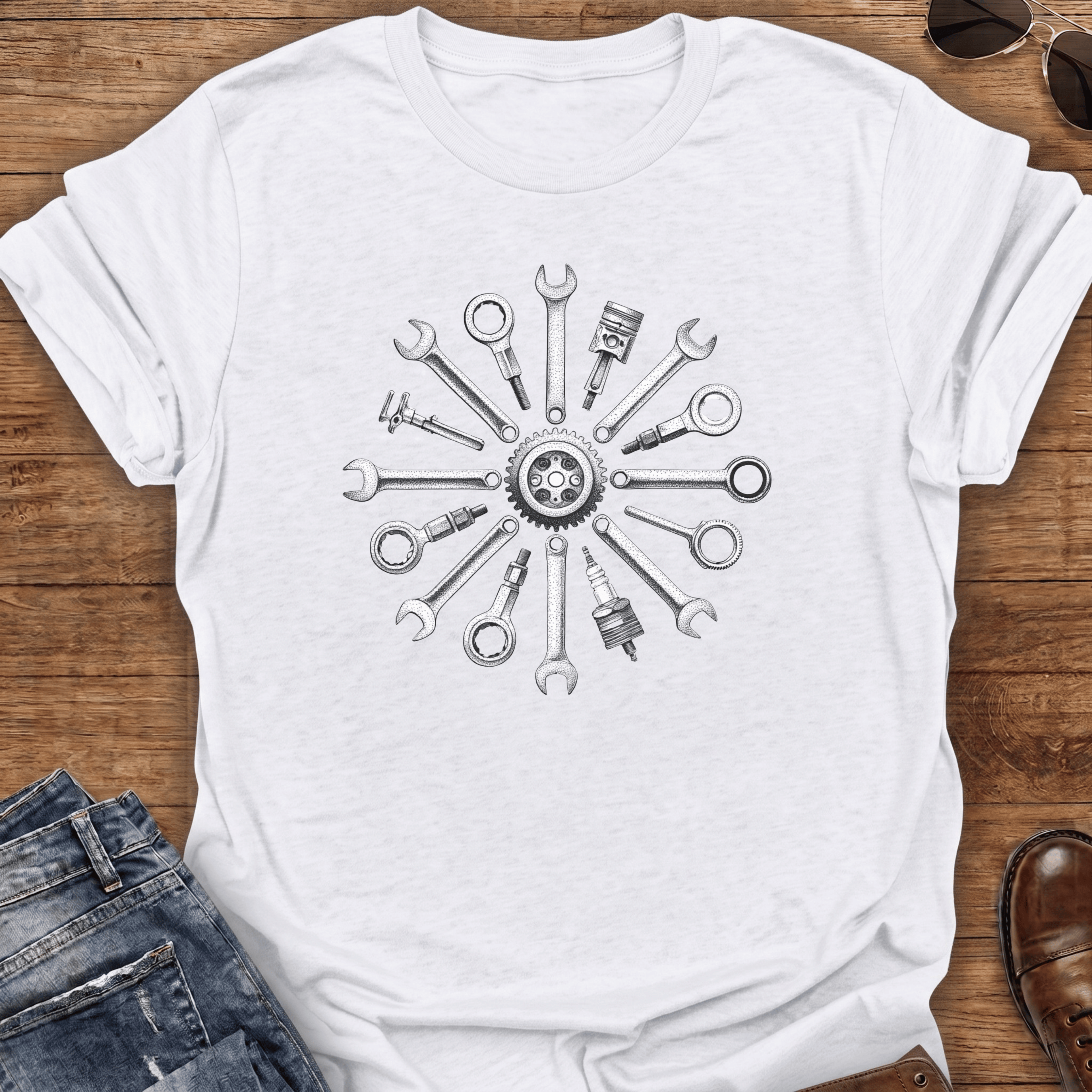 Mechanical Mandala Motorcycle T-Shirt